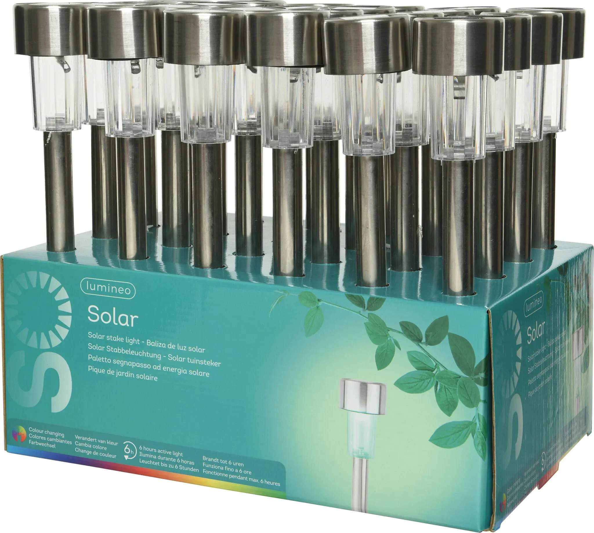 LED Solar Außenleuchte 24 cm, Edelstahl, mit Farbwechsel